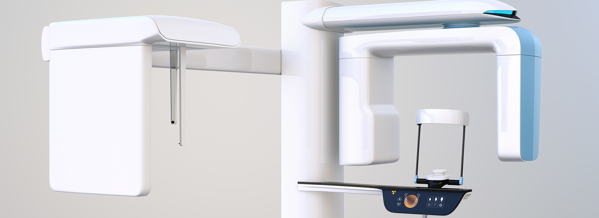 The image shows three different types of dental equipment, with an emphasis on modern technology and design, displayed against a white background.